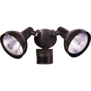 Secure Home 240 Degree 2 Head Dual Detection Zone Bronze Halogen Motion Activated Flood Light with Timer
