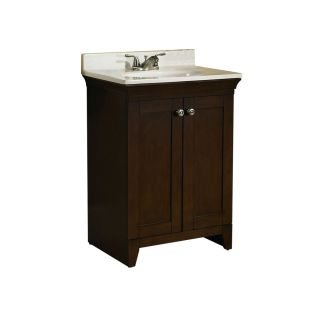 allen + roth Sycamore 24.75 in x 18.75 in Nutmeg Integral Single Sink Bathroom Vanity with Cultured Marble Top