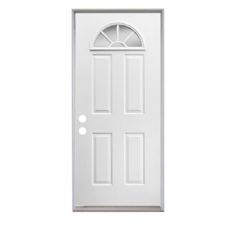 ReliaBilt Fan Lite Prehung Inswing Steel Entry Door Prehung (Common 80 in x 36 in; Actual 81 in x 37 in)