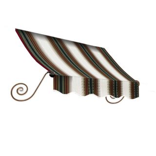 Awntech 10 ft 4 1/2 in Wide x 3 ft Projection Brown/Forest/Tan Striped Open Slope Window/Door Awning