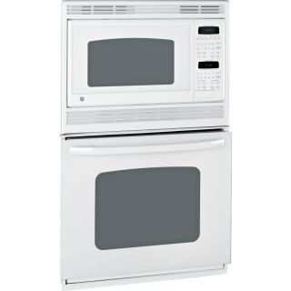 GE 26.625 in Self Cleaning Microwave Wall Oven Combo (White On White)