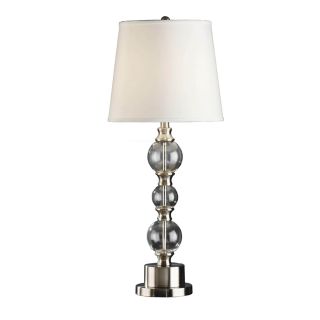 Absolute Decor 33.75 in 3 Way Switch Brushed Nickel and Glass Indoor Table Lamp with Fabric Shade