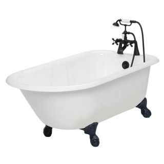 American Bath Factory Windsor 61 in L x 31 in W x 24 in H White Cast Iron Round Clawfoot Bathtub with Reversible Drain