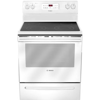 Bosch 300 Series 30 in Smooth Surface Freestanding 5.4 cu ft Self Cleaning Electric Range (White)