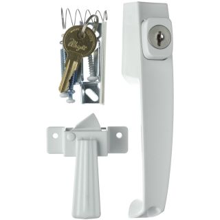 WRIGHT PRODUCTS 3.5 in Keyed White Screen Door and Storm Door Push Button Latch