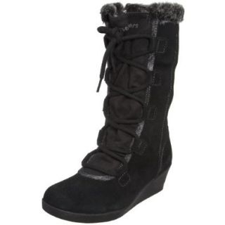 Skechers Women's Best Girl   Below Zero Mid Calf Wedge Boot, Black, 8 M US Shoes