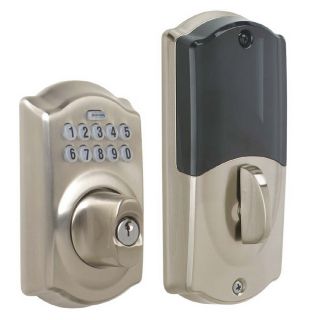 Schlage LiNK Satin Nickel Residential Single Cylinder Electronic Entry Door Deadbolt with Keypad