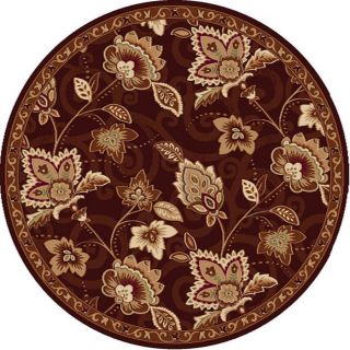 Home Dynamix Lisbon 5 ft 2 in x 5 ft 2 in Round Brown Floral Area Rug