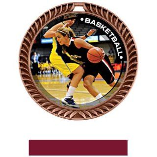 Awards Crest Custom Basketball Medal P.R.Female M 8650B BRONZE MEDAL/MAROON NECK RIBBON 2.5 CREST/INSERT P.R. FEMALE  Sporting Goods  Sports & Outdoors