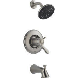 Delta Lahara Stainless 1 Handle Bathtub and Shower Faucet Trim Kit with Rain Showerhead