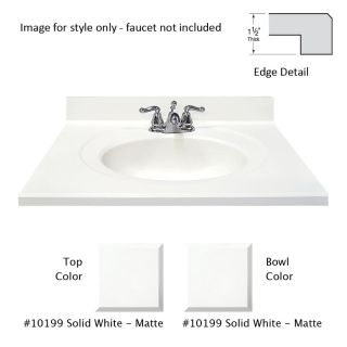US Marble Designer 43 in W x 22 in D White Cultured Marble Integral Single Sink Bathroom Vanity Top
