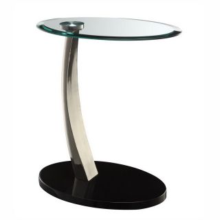 Powell Brushed Chrome/Black Poly Oval End Table
