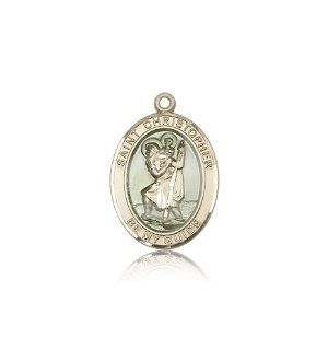 14kt Solid Gold Pendant Saint St. Christopher Medal 3/4 x 1/2 Inches Travelers/Motorists 8022EP  Comes with a Black velvet Box Pendant Necklaces Jewelry