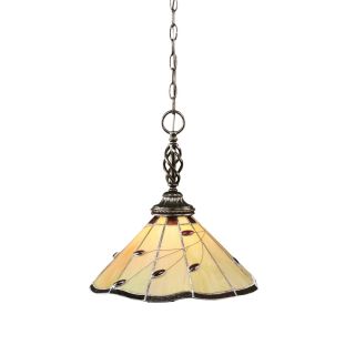 Brooster 15.5 in W Dark Granite Pendant Light with Tiffany Style Shade