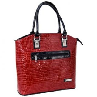Cabrelli Patent Croco with Black Trim Tablet Tote, Red, One Size Clothing