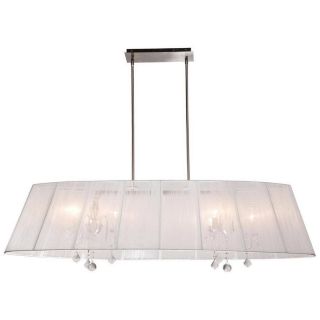 Artcraft Lighting Claremont 8 Light Polished Nickel Crystal Accent Kitchen Island Light with Shade