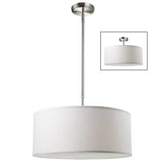 Z Lite Albion 20 in W White Pendant Light with Fabric Shade