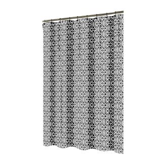 Polyester Black and White Patterned Shower Curtain