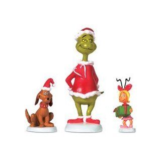Dr Seuss' The Grinch, Max, & Cindy Lou Who Set of 3 Christmas Village Figurines  Holiday Figurines  