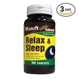 Mason Vitamins Relax & Sleep with A Natural Herbal Formula That Contains Valerian Root & Passiflora Extract Tablets, 90 Count Bottles (Pack of 3) Health & Personal Care