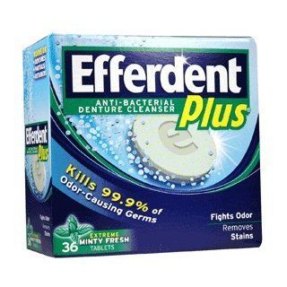 Efferdent Denture Cleanser Plus Kills Odor Causing Germs And Contains Minty Fresh Ingredients, 36 Tablets (2 PACK) Health & Personal Care