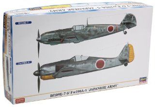 HAS02014 172 Hasegawa Bf 109E 7 & Fw 190A 5 Japanese Army (contains 2 kits) MODEL KIT Toys & Games