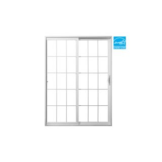 JELD WEN 71.5 in 15 Lite Glass Vinyl Sliding Patio Door with Screen