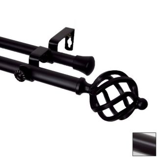 Rod Desyne 120 in to 170 in Black Metal Double Curtain Rod