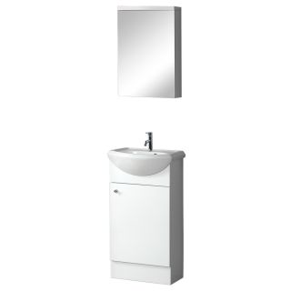 DreamLine Modern 18.5 in x 14 in White Belly Sink Single Sink Bathroom Vanity with Vitreous China Top