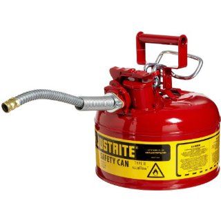 Justrite AccuFlow 7210120 Type II Galvanized Steel Safety Can with 5/8" Flexible Spout, 1 Gallon Capacity, Red