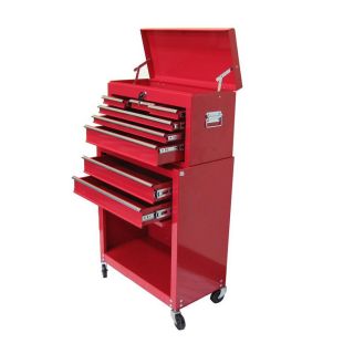 Excel 39.3 in x 24.3 in 8 Drawer Ball Bearing Steel Tool Cabinet (Red)