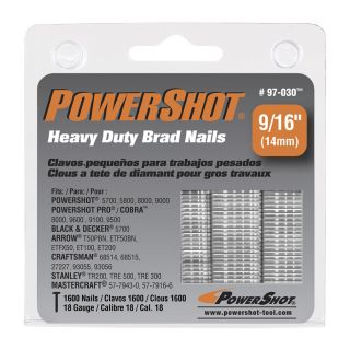 POWERSHOT 1600 Count 18 Gauge 9/16 in Plain Steel Brads