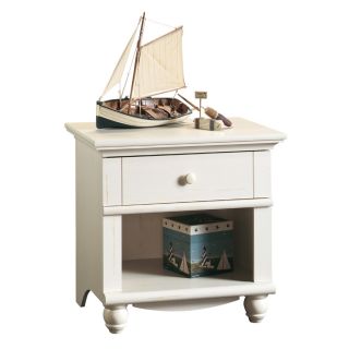 Sauder Harbor View Antiqued White Composite Nightstand