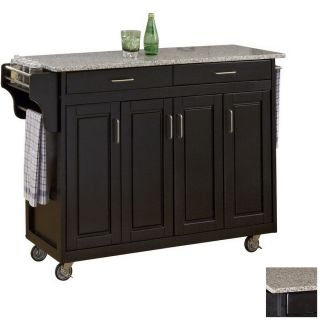 Home Styles 48.75 in L x 17.75 in W x 34.75 in H Black Kitchen Island with Casters