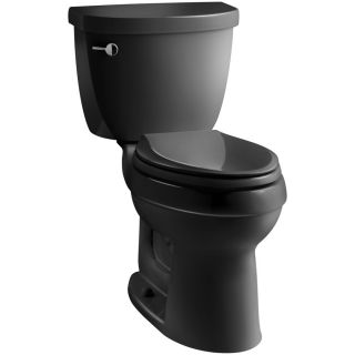 KOHLER Cimarron Black Black 1.28 GPF (4.85 LPF) 12 in Rough In WaterSense Elongated 2 Piece Comfort Height Toilet
