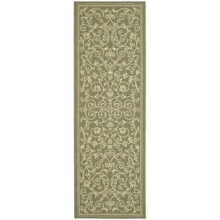 Safavieh Courtyard 2 ft 2 in W x 12 ft L Green Indoor/Outdoor Runner