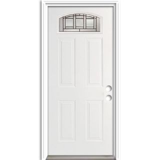 ReliaBilt Fan Lite Prehung Inswing Steel Entry Door Prehung (Common 80 in x 36 in; Actual 81 in x 37 in)