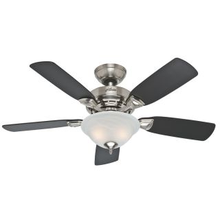 Hunter Caraway 44 in Brushed Nickel Downrod or Flush Mount Ceiling Fan with Light Kit