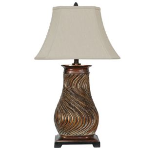 Absolute Decor 32 in 3 Way Switch Gold Indoor Table Lamp with Fabric Shade