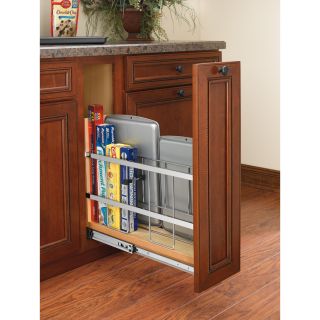 Rev A Shelf 5 in W x 22.44 in D x 19.5 in H 1 Tier Wood Pull Out Cabinet Basket