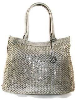 Style & Co Women's Large Woven St Tropez Shoulder Tote Shopper Handbag, Silver Clothing