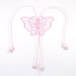Glitter Powder Decor Butterfly Cross Back Bra Shoulder Straps Pink for Women