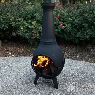 Chiminea Outdoor Fireplace   Blue Rooster ALCH027   Prairie Chiminea Outdoor Fireplace   Charcoal   Cast Aluminum Chiminea
