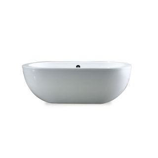 Ove Decors 71 in L x 34 in W x 23 in H Gloss White Acrylic Oval Pedestal Bathtub with Center Drain