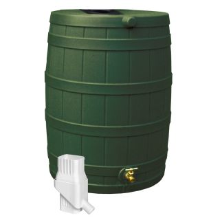 Rain Wizard 50 Gallon Green Plastic Rain Barrel with Diverter and Spigot