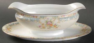 Noritake Mystery #46 Gravy Boat with Attached Underplate, Fine China Dinnerware
