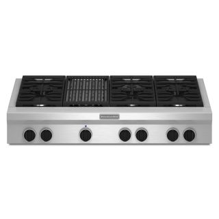 KitchenAid 6 Burner Gas Cooktop (Stainless) (Common 48 in; Actual 47.625 in)