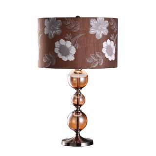 Absolute Decor 24.25 in 3 Way Switch Amber Glass and Bronze Indoor Table Lamp with Fabric Shade
