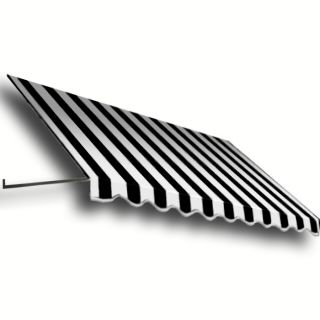 Awntech 5 ft 4 1/2 in Wide x 3 ft Projection Black/White Striped Open Slope Window/Door Awning