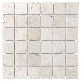 Chiaro Tumbled Marble Natural Stone Mosaic Square Wall Tile (Common 12 in x 12 in; Actual 12 in x 12 in)